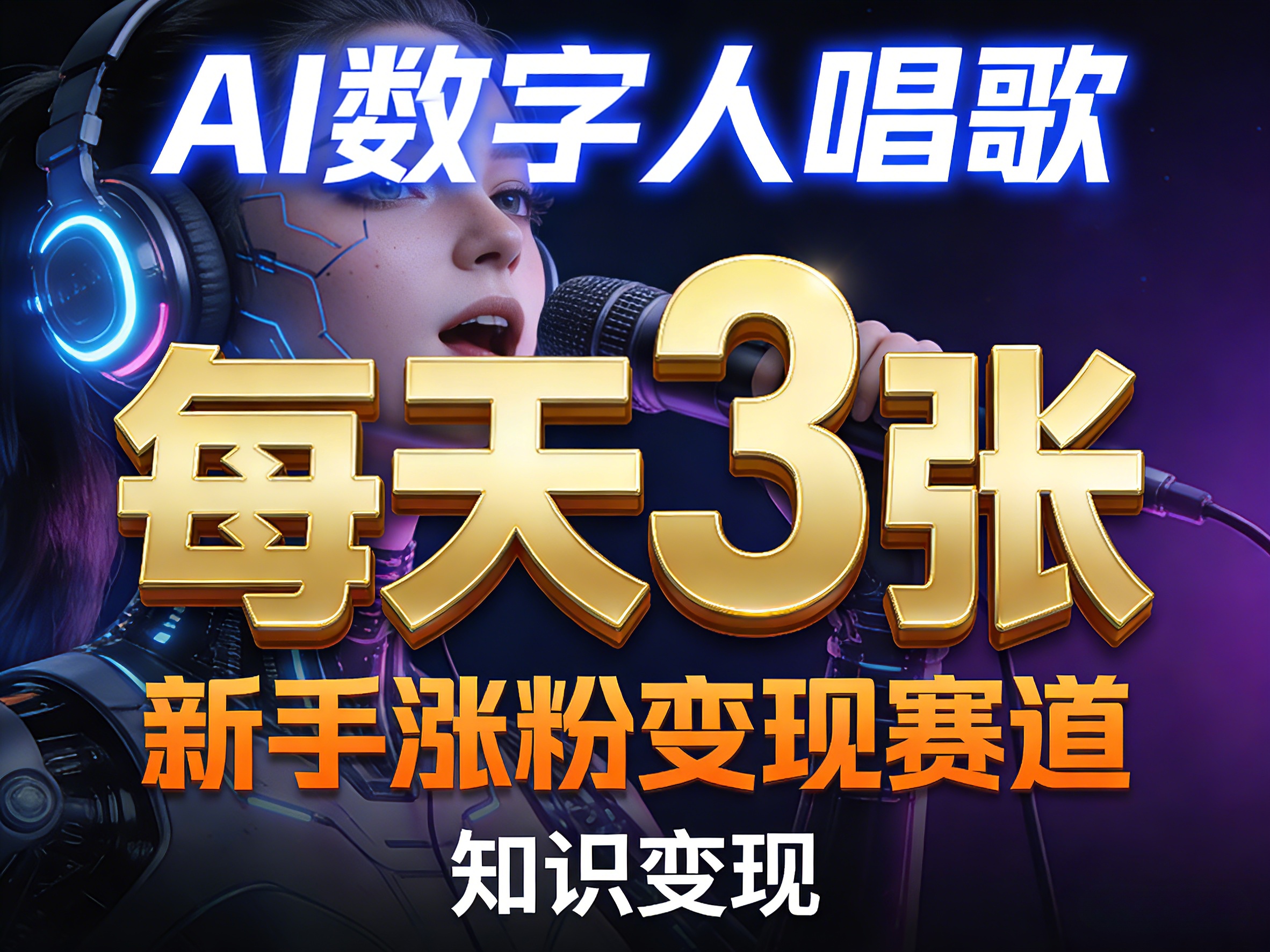 AI数字人唱歌,新手涨粉变现赛道,每天3张和知识付费,副业必备-大川资源分享站