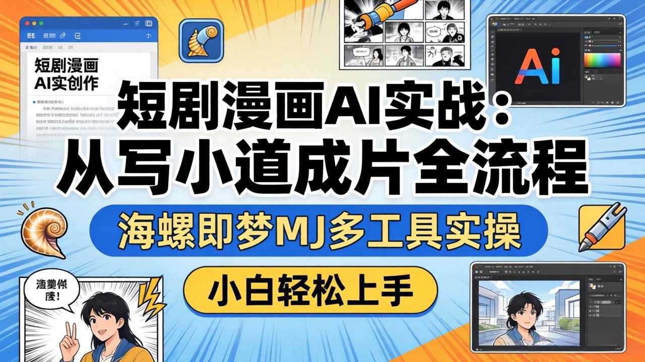 短剧漫画AI实战：从写小说到成片全流程，海螺即梦MJ多工具实操，小白轻松上手-大川资源分享站