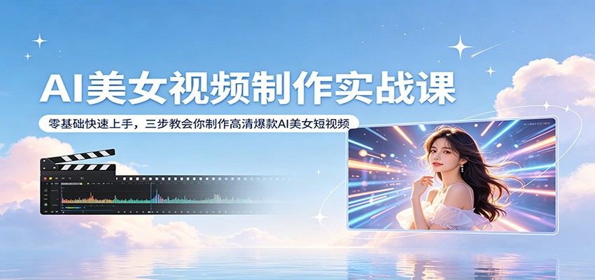 AI美女视频制作实战课：零基础快速上手，三步教会你制作高清爆款AI美女短视频-大川资源分享站