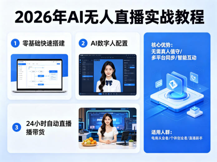 2026年AI无人直播实战教程，零基础也能快速搭建AI数字人无人直播间，实现24小时自动直播带货-大川资源分享站