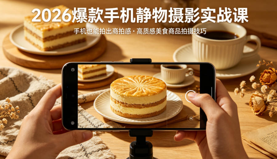 2026爆款手机静物摄影实战课,手机也能拍出商拍感,学会拍出高质感美食商品-大川资源分享站