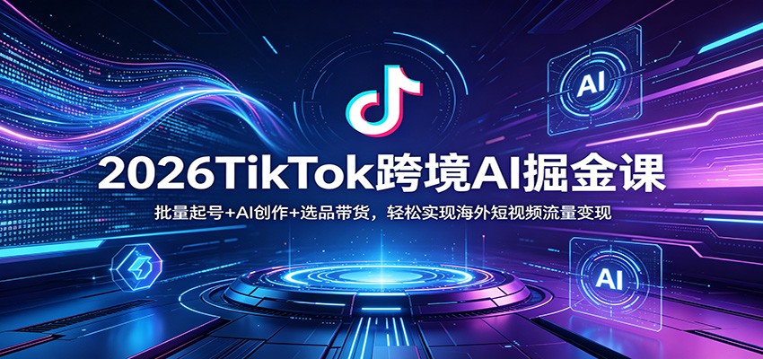 2026TikTok跨境AI掘金课：批量起号+AI创作+选品带货，轻松实现海外短视频流量变现-大川资源分享站