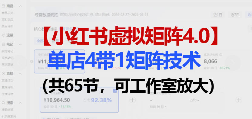 小红书虚拟矩阵4.0技术：单店4带1矩阵(共65节，可工作室放大)-大川资源分享站