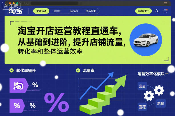 淘宝开店运营教程直通车，从基础到进阶，提升店铺流量，转化率和整体运营效率(更新26年4月10日)-大川资源分享站