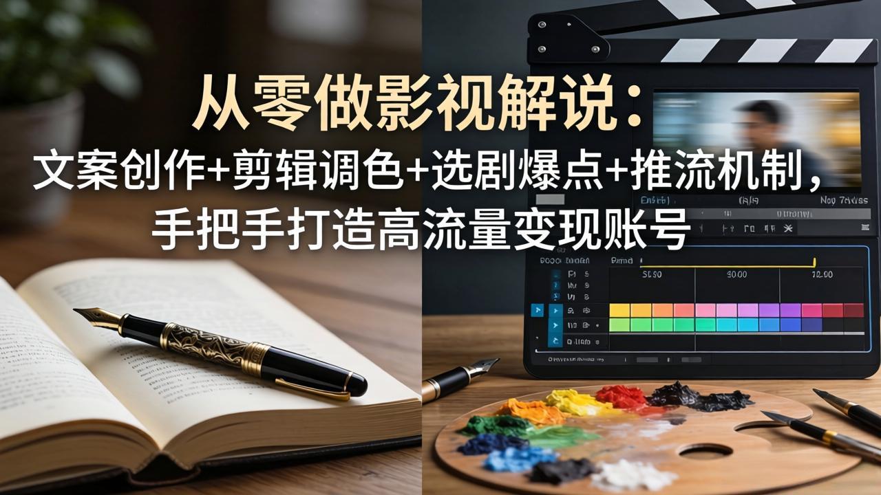 从零做影视解说：文案创作+剪辑调色+选剧爆点+推流机制，手把手打造高流量变现账号-大川资源分享站