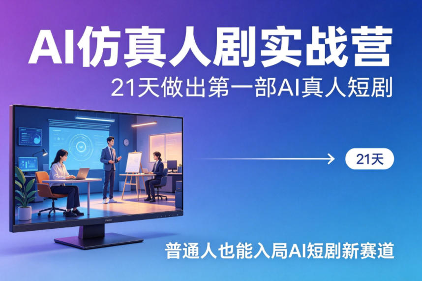 AI仿真人剧实战营，21天做出第一部AI真人短剧，普通人也能入局AI短剧新赛道-大川资源分享站