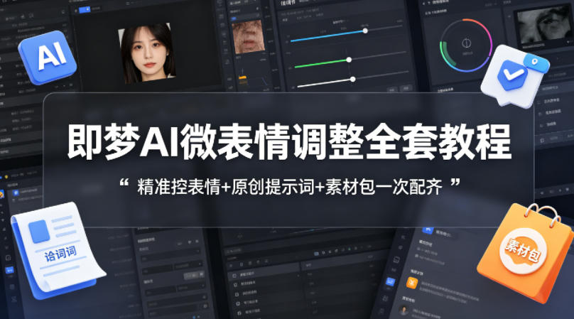 即梦AI微表情调整全套教程，精准控表情+原创提示词+素材包一次配齐-大川资源分享站