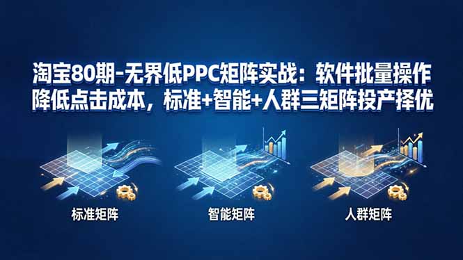 淘宝80期-无界低PPC矩阵实战：软件批量操作降低点击成本，标准+智能+人群三矩阵投产择优-大川资源分享站