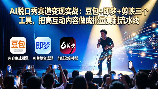AI脱口秀赛道变现实战：豆包+即梦+剪映三个工具，把高互动内容做成批量复制流水线-大川资源分享站