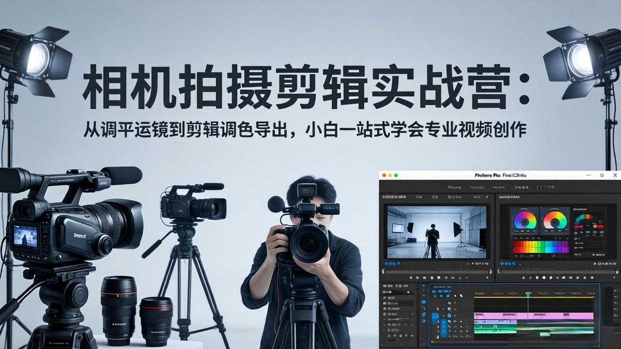 相机拍摄剪辑实战营：从调平运镜到剪辑调色导出，小白一站式学会专业视频创作-大川资源分享站