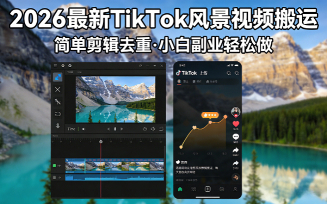 2026最新TikTok风景视频搬运简单剪辑去重小白副业月入 8000-大川资源分享站