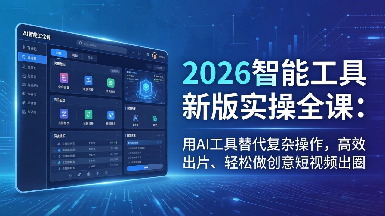 2026智能工具新版实操全课：用AI工具替代复杂操作，高效出片、轻松做创意短视频出圈-大川资源分享站