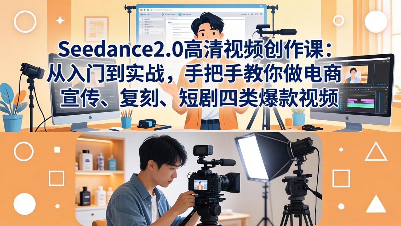 Seedance2.0高清视频创作课：从入门到实战，手把手教你做电商、宣传、复刻、短剧四类爆款视频-大川资源分享站