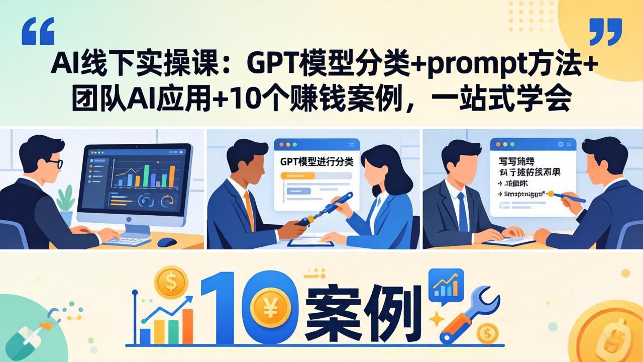 AI线下实操课：GPT模型分类+prompt方法+团队AI应用+10个赚钱案例，一站式学会-大川资源分享站