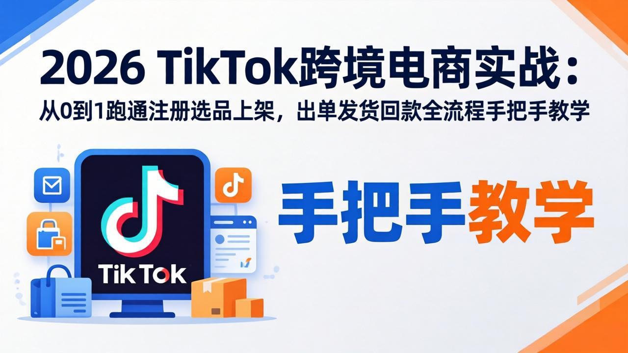 2026TikTok跨境电商实战-更新：从0到1跑通注册选品上架，出单发货回款全流程手把手教学-大川资源分享站