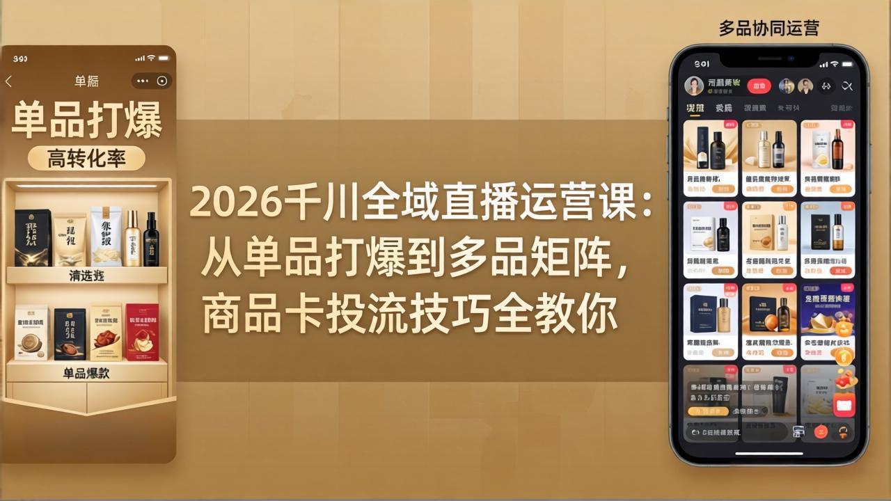 2026千川全域直播运营课：从单品打爆到多品矩阵，商品卡投流技巧全教你-大川资源分享站
