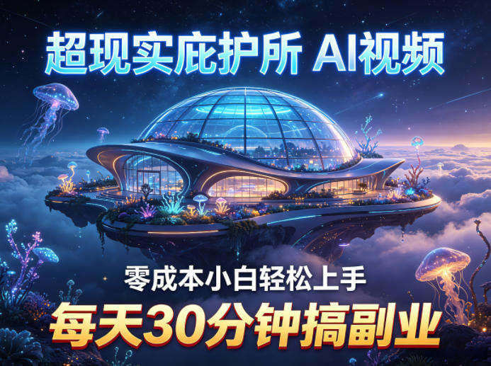 超现实庇护所AI视频项目拆解，零成本小白轻松上手，每天30分钟搞副业-大川资源分享站