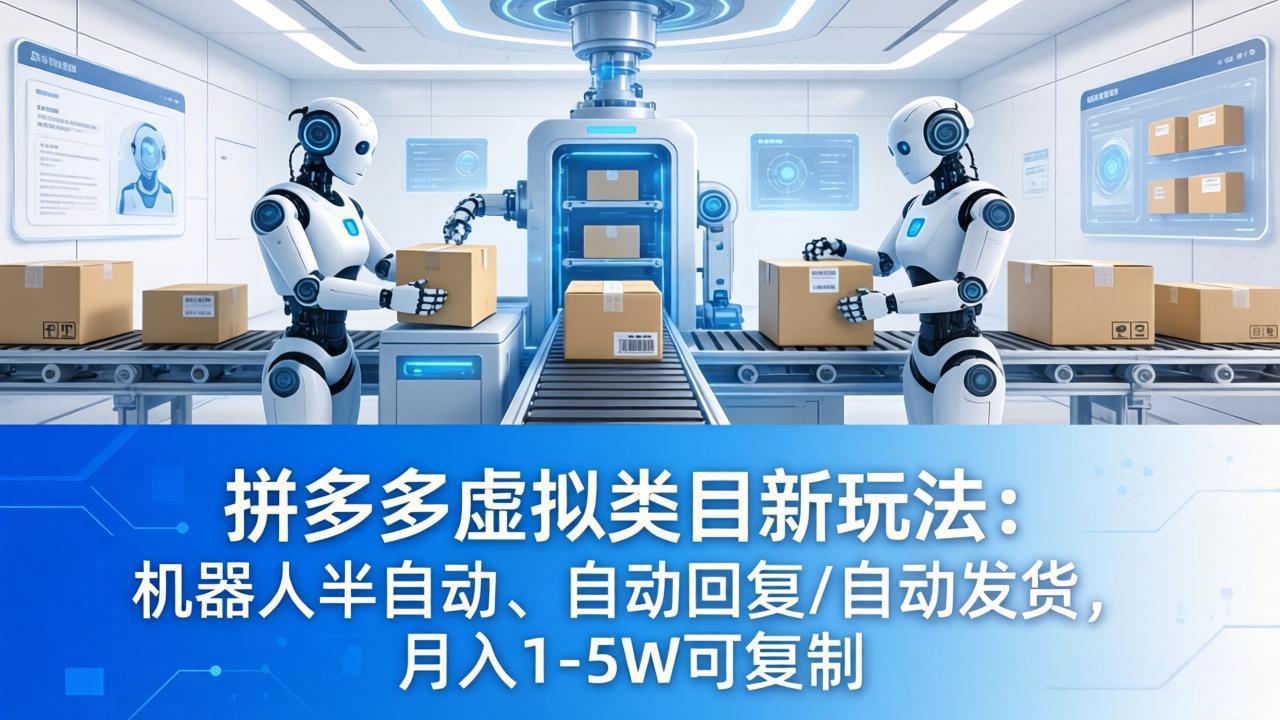 拼多多虚拟类目新玩法：机器人半自动、自动回复 /自动发货，月入 1-5W 可复制-大川资源分享站