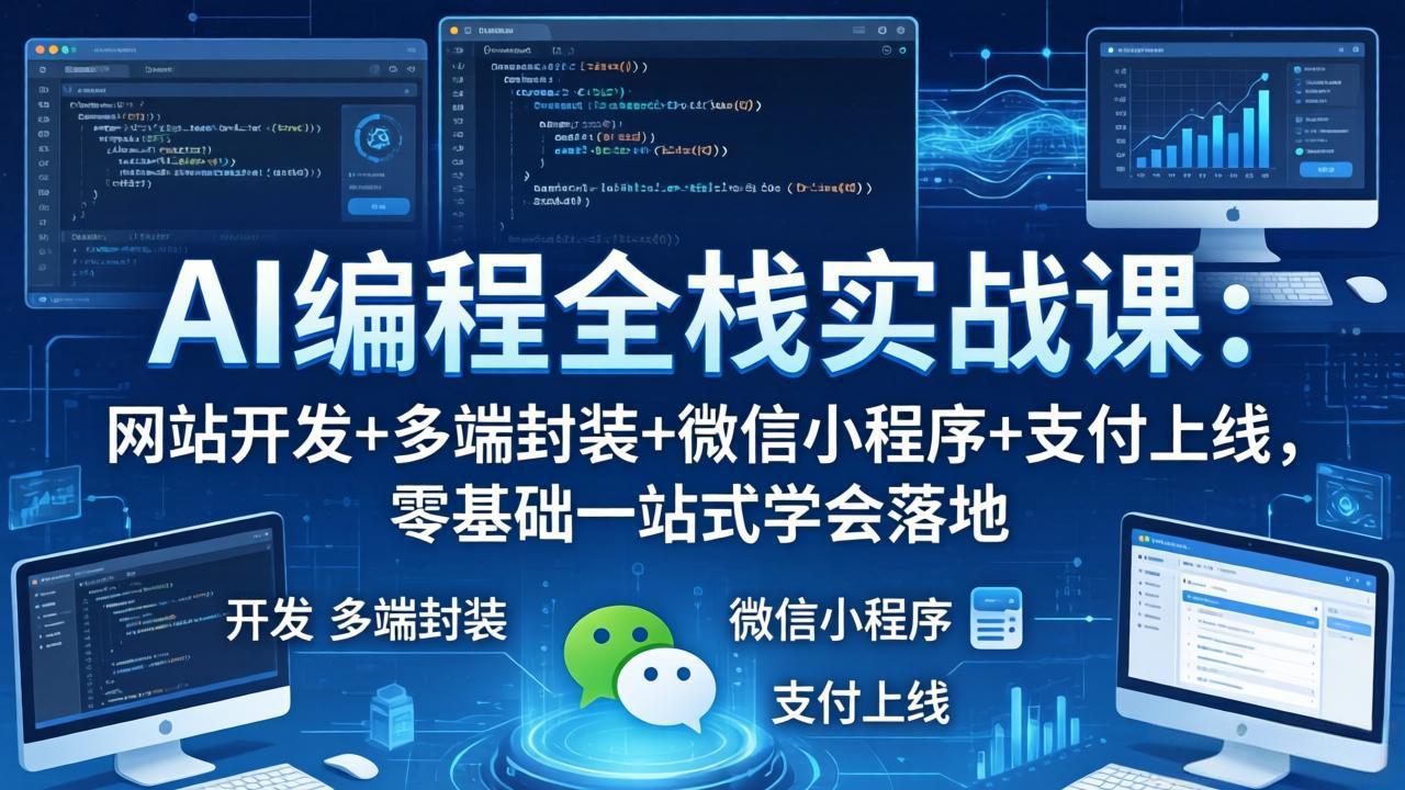 AI编程全栈实战课：网站开发+多端封装+微信小程序+支付上线，零基础一站式学会落地-大川资源分享站