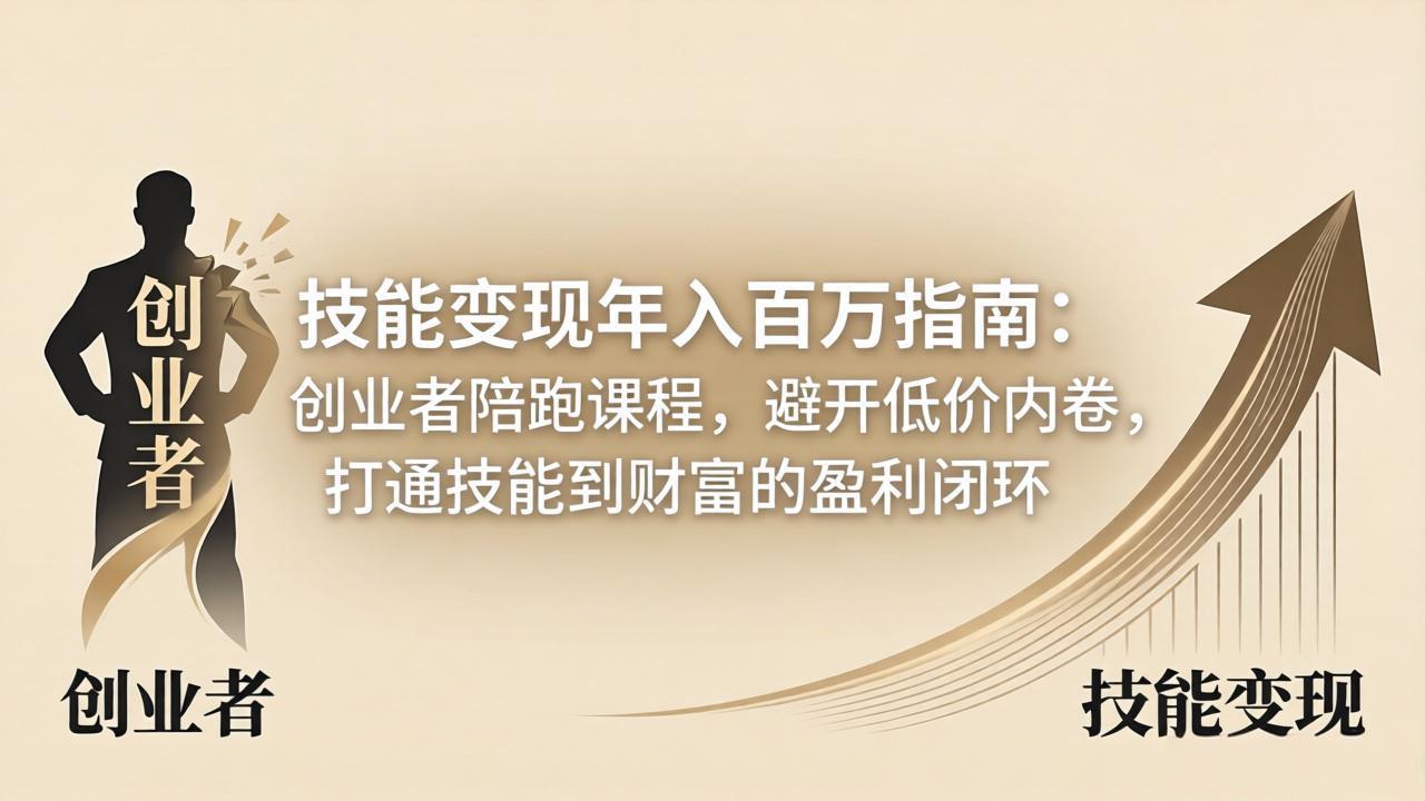 技能变现年入百万指南：创业者陪跑课程，避开低价内卷，打通技能到财富的盈利闭环-大川资源分享站