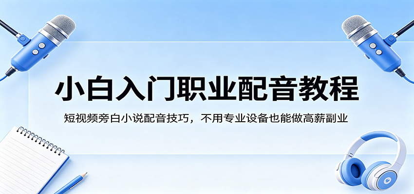 小白入门职业配音教程，短视频旁白小说配音技巧，不用专业设备也能做高薪副业-大川资源分享站