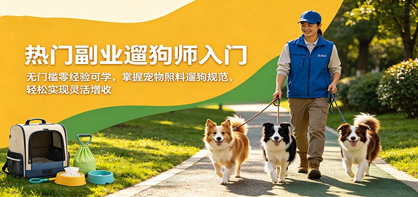 热门副业遛狗师入门，无门槛零经验可学，掌握宠物照料遛狗规范，轻松实现灵活增收-大川资源分享站