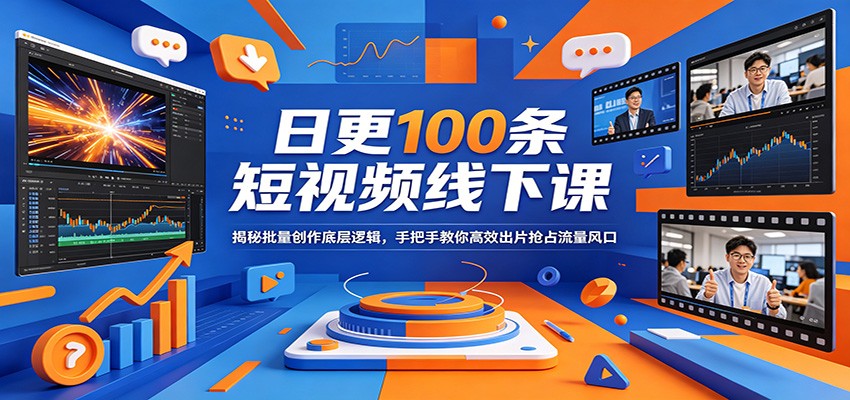日更100条短视频线下课：揭秘批量创作底层逻辑，手把手教你高效出片抢占流量风口-大川资源分享站