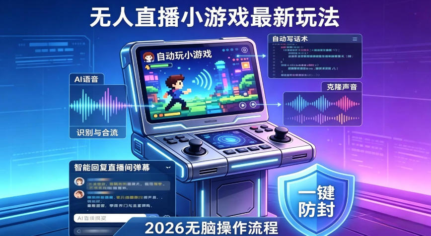 2026年AI无人直播小游戏全流程，不违规不封号，开启创业副业增收之路，小白月入1w+【揭秘】-大川资源分享站