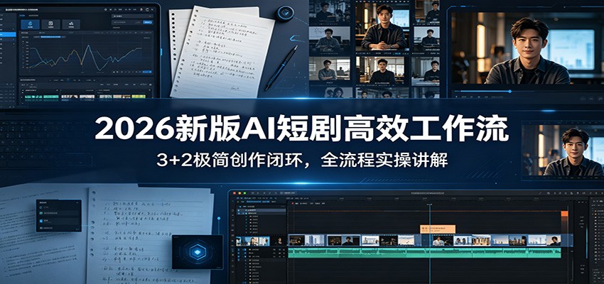 2026新版AI短剧高效工作流：3+2极简创作闭环，全流程实操讲解-大川资源分享站