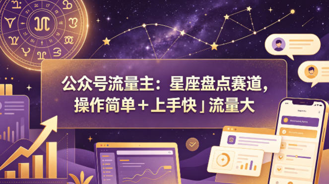 公众号流量主：星座盘点赛道，操作简单＋上手快＋流量大-大川资源分享站