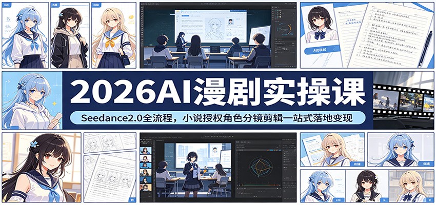 2026AI漫剧实操课：Seedance2.0全流程，小说授权角色分镜剪辑一站式落地变现-大川资源分享站