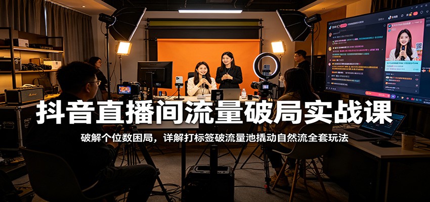 抖音直播间流量破局实战课：破解个位数困局，详解打标签破流量池撬动自然流全套玩法-大川资源分享站