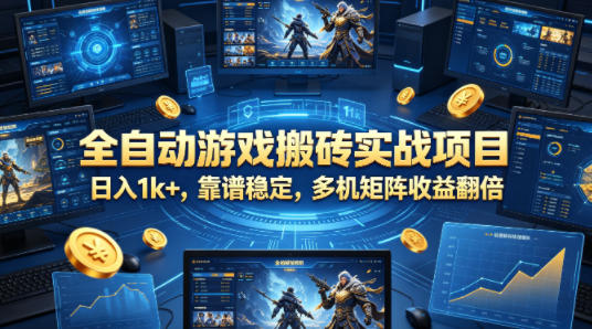 全自动游戏搬砖实战项目，日入1k+，靠谱稳定，多机矩阵收益翻倍【揭秘】-大川资源分享站