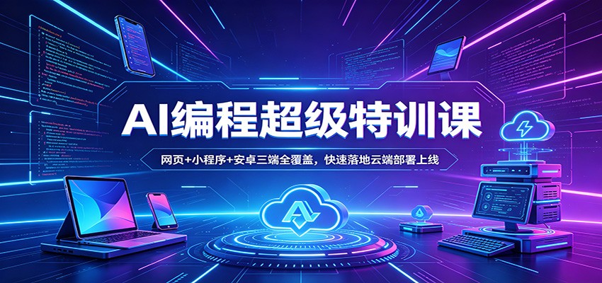 AI编程超级特训课：网页+小程序+安卓三端全覆盖，快速落地云端部署上线-大川资源分享站