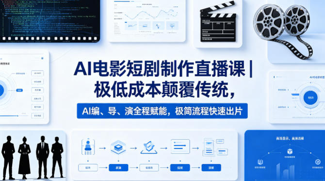 AI电影短剧制作直播课｜极低成本颠覆传统，AI编、导、演全程赋能，极简流程快速出片-大川资源分享站