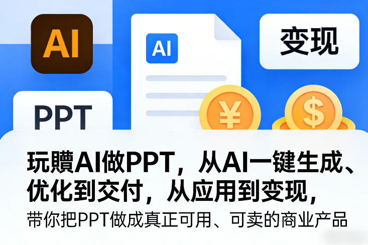 玩賺AI做PPT，从AI一键生成、优化到交付，从应用到变现，带你把PPT做成真正可用、可卖的商业产品(更新0421)-大川资源分享站