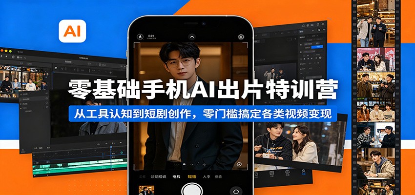 零基础手机AI出片特训营:从工具认知到短剧创作,零门槛搞定各类视频变现-大川资源分享站