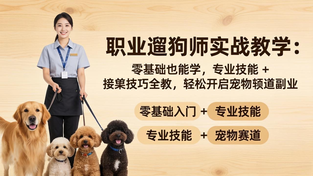 职业遛狗师实战教学:零基础也能学,专业技能 + 接单技巧全教,轻松开启宠物赛道副业-大川资源分享站
