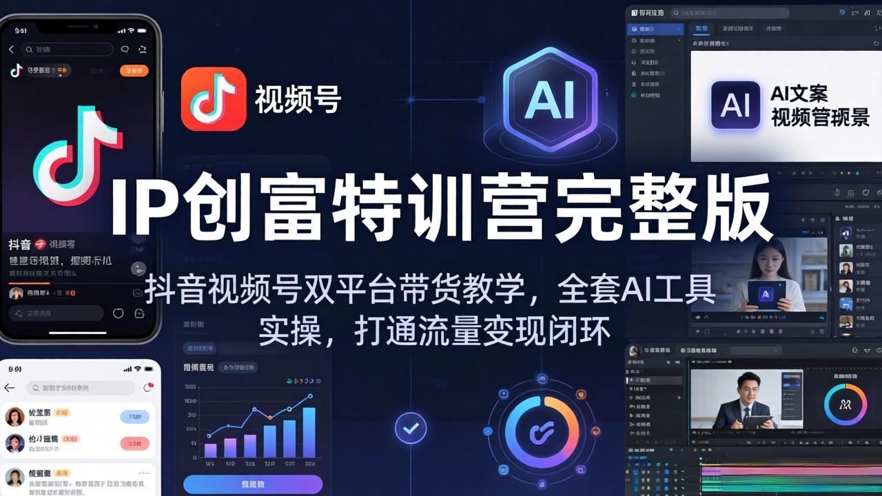IP创富特训营完整版:抖音视频号双平台带货教学,全套AI工具实操,打通流量变现闭环-大川资源分享站