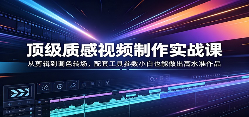 顶级质感视频制作实战课:从剪辑到调色转场,配套工具参数小白也能做出高水准作品-大川资源分享站