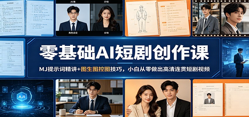 零基础AI短剧创作课:MJ提示词精讲+图生图控图技巧,小白从零做出高清连贯短剧视频-大川资源分享站
