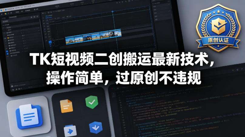 TK短视频二创搬运最新技术，操作简单，过原创不违规-大川资源分享站