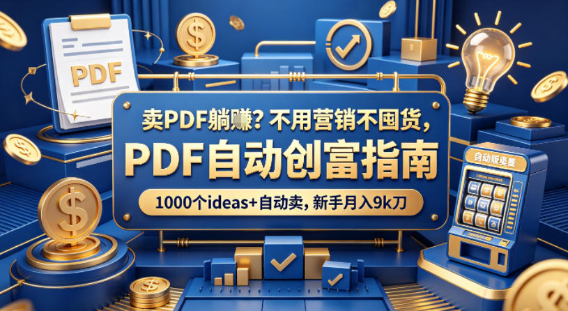 卖PDF躺賺？不用营销不囤货，PDF自动创富指南，1000个ideas+自动卖，新手月入9k刀【原创双语字幕】-大川资源分享站