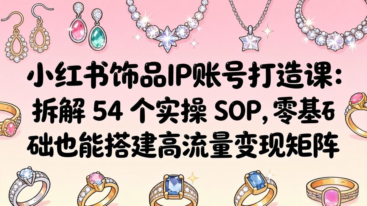 小红书饰品IP账号打造课：拆解 54 个实操 SOP，零基础也能搭建高流量变现矩阵-大川资源分享站