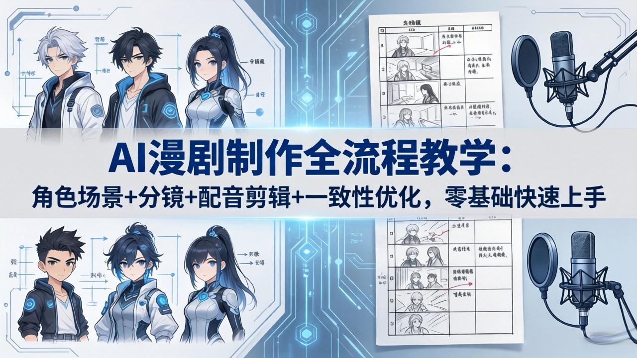 AI漫剧制作全流程教学：角色场景+分镜+配音剪辑+一致性优化，零基础快速上手-大川资源分享站