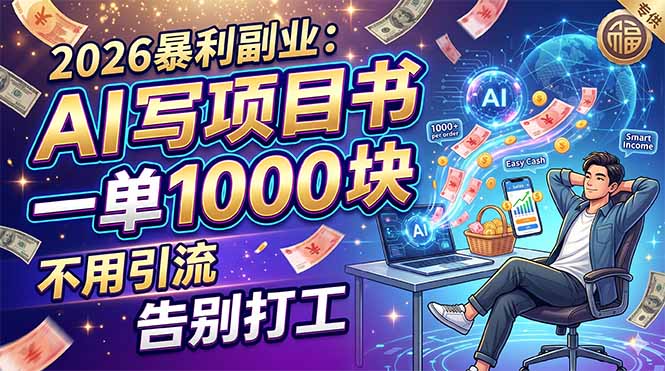 2026暴利副业：AI 写项目书，一单 1000 块，不用引流，告别打工-大川资源分享站