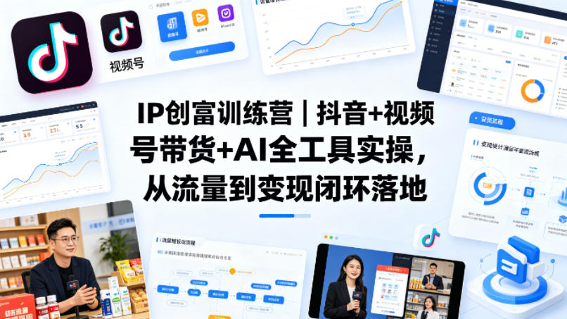IP创富训练营｜抖音+视频号带货+AI全工具实操，从流量到变现闭环落地-大川资源分享站