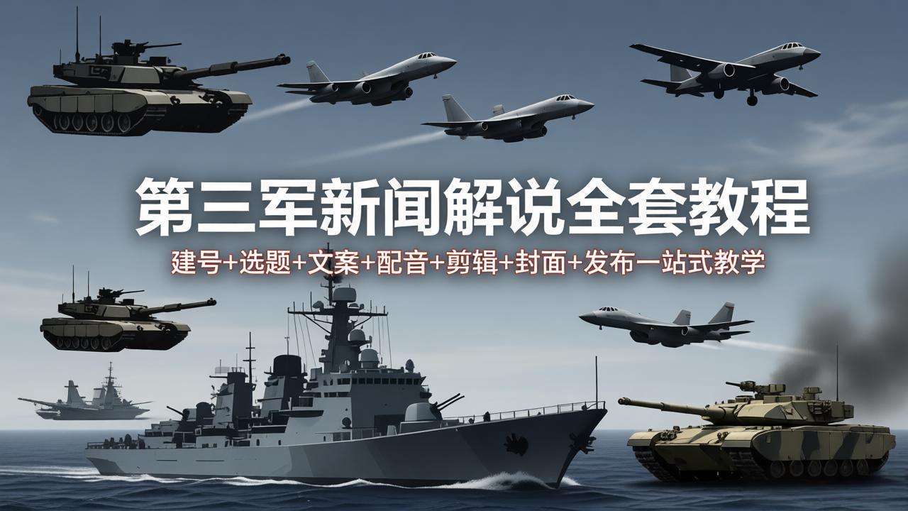 第三军迷新闻解说全套教程：建号+选题+文案+配音+剪辑+封面+发布一站式教学-大川资源分享站