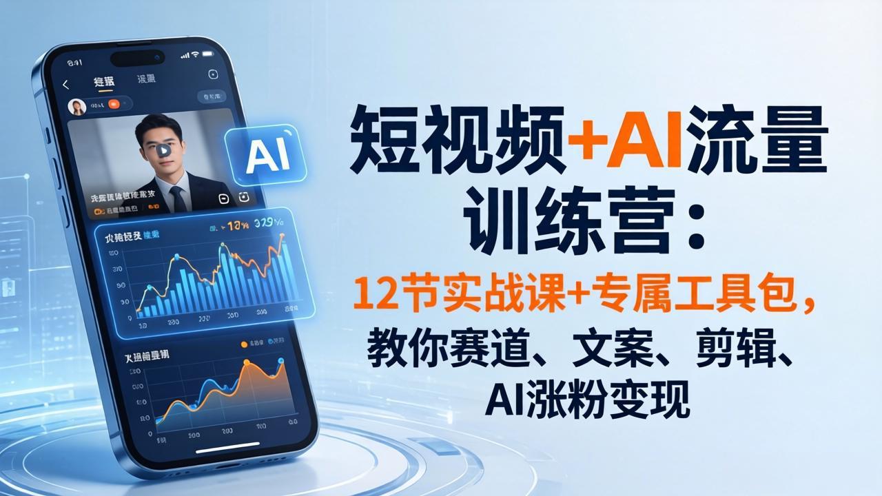 短视频+AI流量训练营：12节实战课+专属工具包，教你赛道、文案、剪辑、AI涨粉变现-大川资源分享站