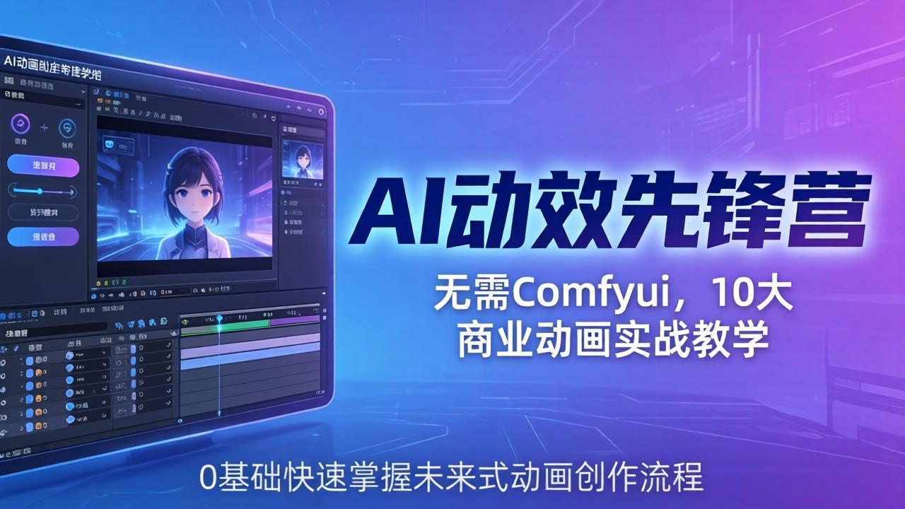 AI 动效先锋营：无需Comfyui，10大商业动画实战教学，0基础快速掌握未来式动画创作流程-大川资源分享站